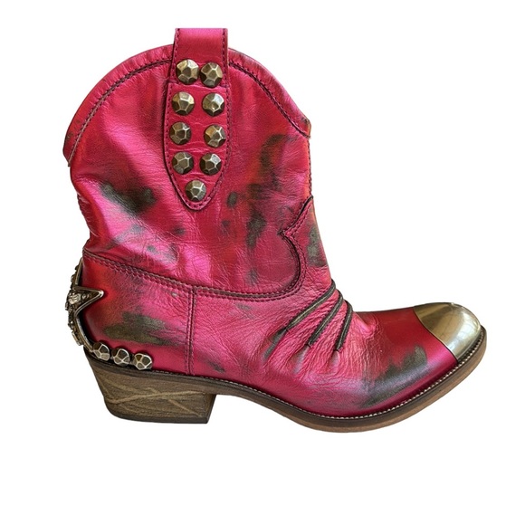 BALDAN metallic hot pink embellished ankle cowgirl boots, size 38 EU, Never worn - Picture 3 of 15